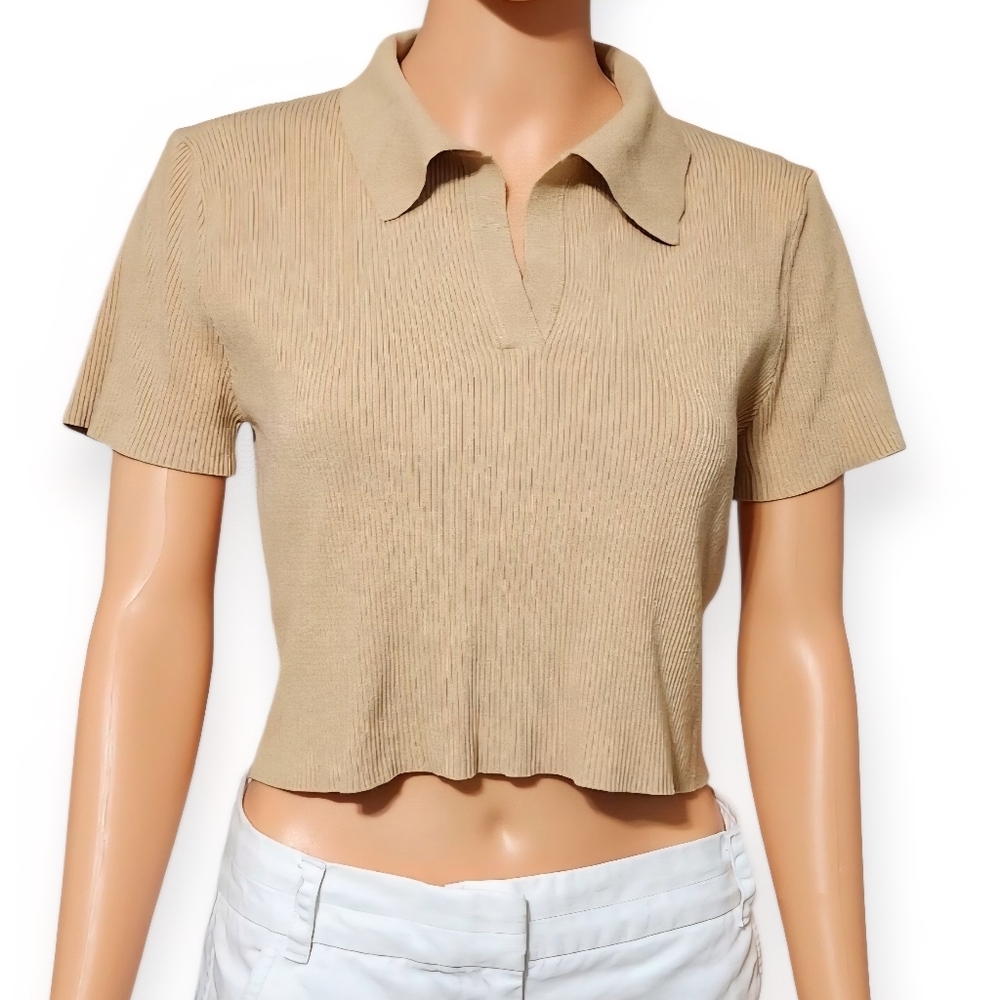 Forever 21 Beige Ribbed Knit Top